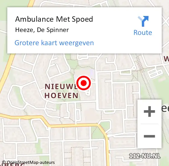 Locatie op kaart van de 112 melding: Ambulance Met Spoed Naar Heeze, De Spinner op 21 mei 2019 10:45