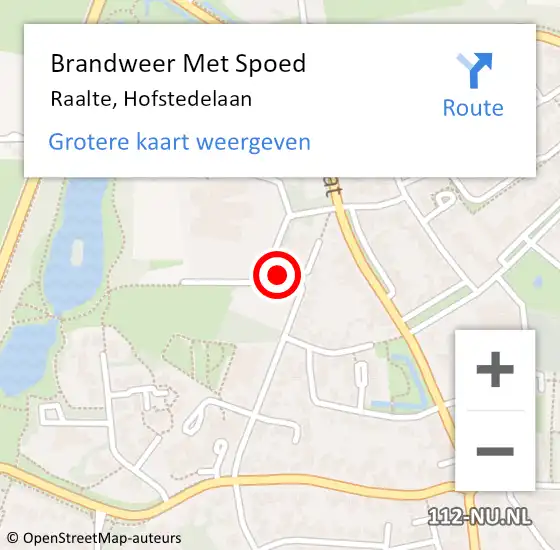 Locatie op kaart van de 112 melding: Brandweer Met Spoed Naar Raalte, Hofstedelaan op 21 mei 2019 10:53