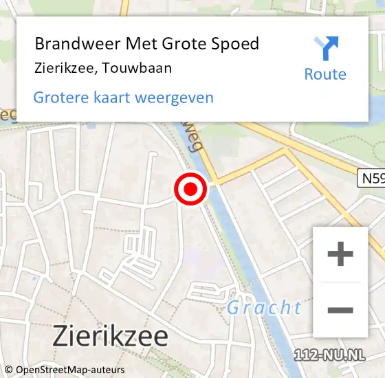 Locatie op kaart van de 112 melding: Brandweer Met Grote Spoed Naar Zierikzee, Touwbaan op 21 mei 2019 11:35