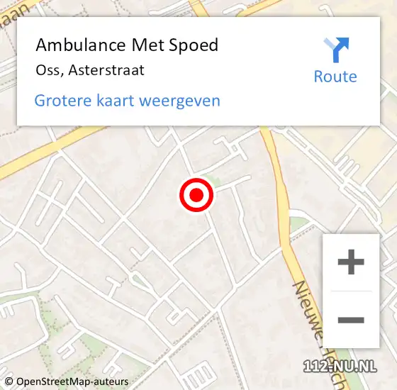 Locatie op kaart van de 112 melding: Ambulance Met Spoed Naar Oss, Asterstraat op 21 mei 2019 11:44