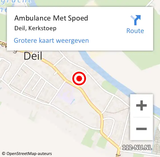 Locatie op kaart van de 112 melding: Ambulance Met Spoed Naar Deil, Kerkstoep op 21 mei 2019 13:01