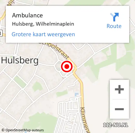 Locatie op kaart van de 112 melding: Ambulance Hulsberg, Wilhelminaplein op 1 april 2014 21:45