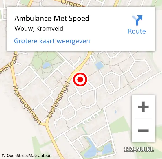 Locatie op kaart van de 112 melding: Ambulance Met Spoed Naar Wouw, Kromveld op 1 april 2014 22:00