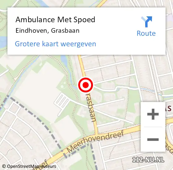 Locatie op kaart van de 112 melding: Ambulance Met Spoed Naar Eindhoven, Grasbaan op 21 mei 2019 14:49