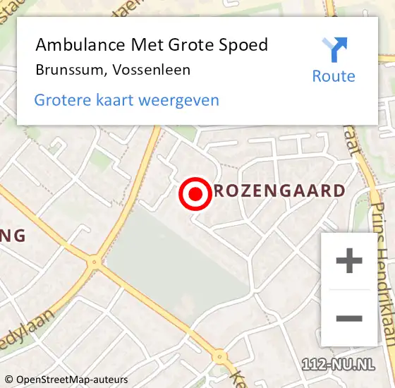 Locatie op kaart van de 112 melding: Ambulance Met Grote Spoed Naar Brunssum, Vossenleen op 1 april 2014 22:02