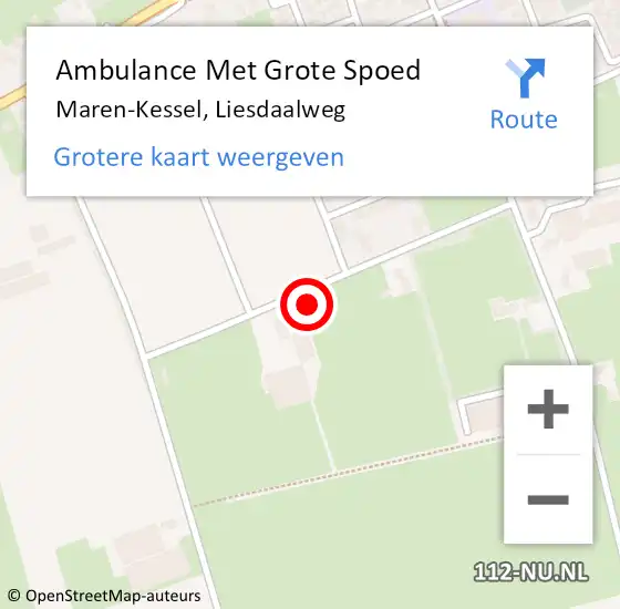 Locatie op kaart van de 112 melding: Ambulance Met Grote Spoed Naar Maren-Kessel, Liesdaalweg op 1 april 2014 22:03