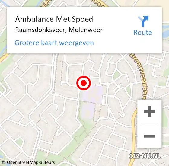 Locatie op kaart van de 112 melding: Ambulance Met Spoed Naar Raamsdonksveer, Molenweer op 21 mei 2019 15:52