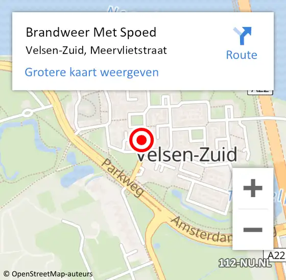 Locatie op kaart van de 112 melding: Brandweer Met Spoed Naar Velsen-Zuid, Meervlietstraat op 21 mei 2019 16:04