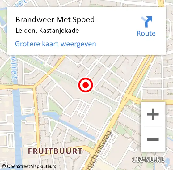 Locatie op kaart van de 112 melding: Brandweer Met Spoed Naar Leiden, Kastanjekade op 21 mei 2019 16:30