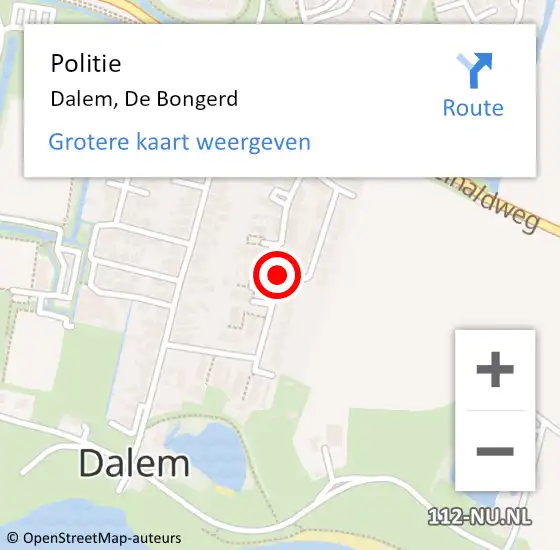 Locatie op kaart van de 112 melding: Politie Dalem, De Bongerd op 21 mei 2019 16:31