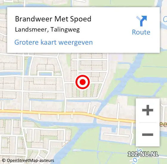 Locatie op kaart van de 112 melding: Brandweer Met Spoed Naar Landsmeer, Talingweg op 21 mei 2019 16:47