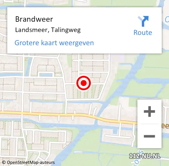 Locatie op kaart van de 112 melding: Brandweer Landsmeer, Talingweg op 21 mei 2019 16:49