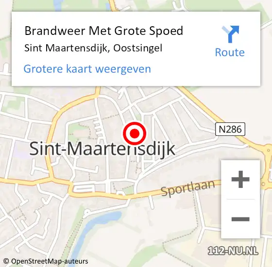 Locatie op kaart van de 112 melding: Brandweer Met Grote Spoed Naar Sint Maartensdijk, Oostsingel op 21 mei 2019 16:57