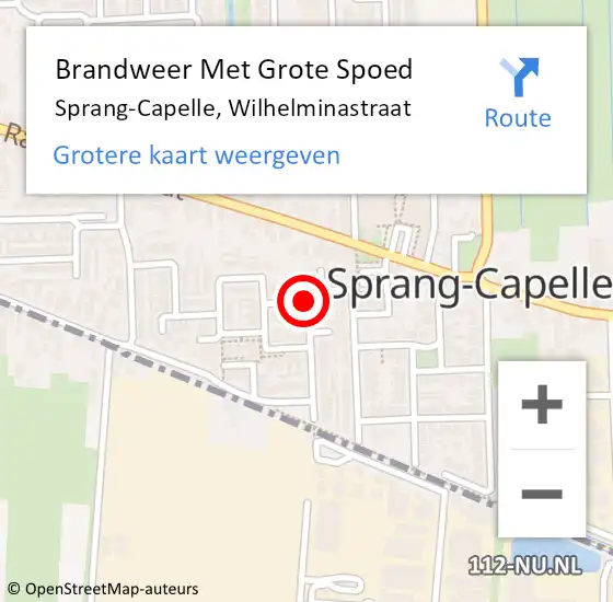 Locatie op kaart van de 112 melding: Brandweer Met Grote Spoed Naar Sprang-Capelle, Wilhelminastraat op 21 mei 2019 17:02