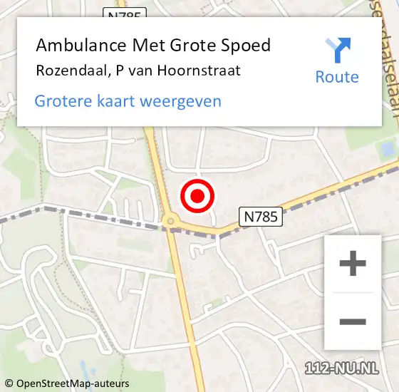 Locatie op kaart van de 112 melding: Ambulance Met Grote Spoed Naar Rozendaal, P van Hoornstraat op 1 april 2014 22:29