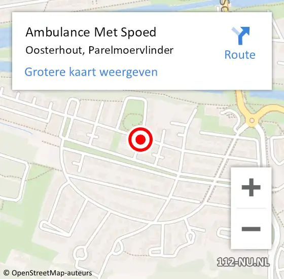 Locatie op kaart van de 112 melding: Ambulance Met Spoed Naar Oosterhout, Parelmoervlinder op 21 mei 2019 18:33