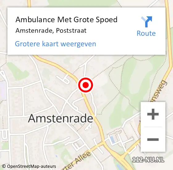 Locatie op kaart van de 112 melding: Ambulance Met Grote Spoed Naar Amstenrade, Poststraat op 1 april 2014 22:41