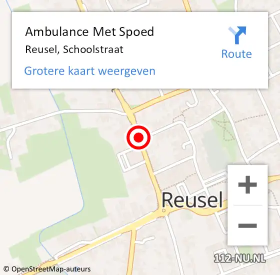 Locatie op kaart van de 112 melding: Ambulance Met Spoed Naar Reusel, Schoolstraat op 21 mei 2019 19:08