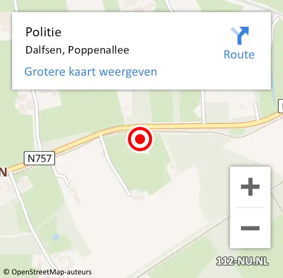 Locatie op kaart van de 112 melding: Politie Dalfsen, Poppenallee op 21 mei 2019 19:28