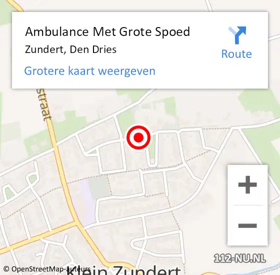 Locatie op kaart van de 112 melding: Ambulance Met Grote Spoed Naar Zundert, Den Dries op 21 mei 2019 19:37