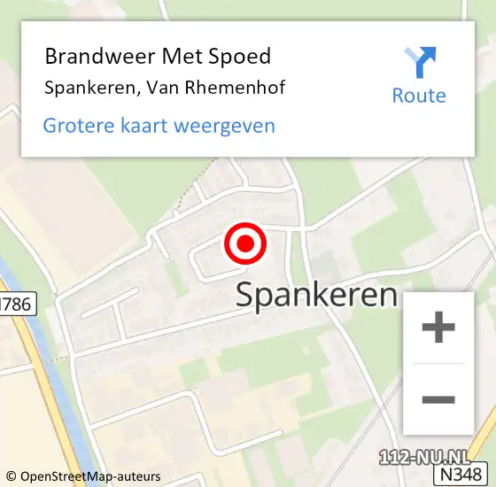 Locatie op kaart van de 112 melding: Brandweer Met Spoed Naar Spankeren, Van Rhemenhof op 21 mei 2019 20:20