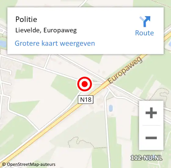 Locatie op kaart van de 112 melding: Politie Lievelde, Europaweg op 21 mei 2019 20:49