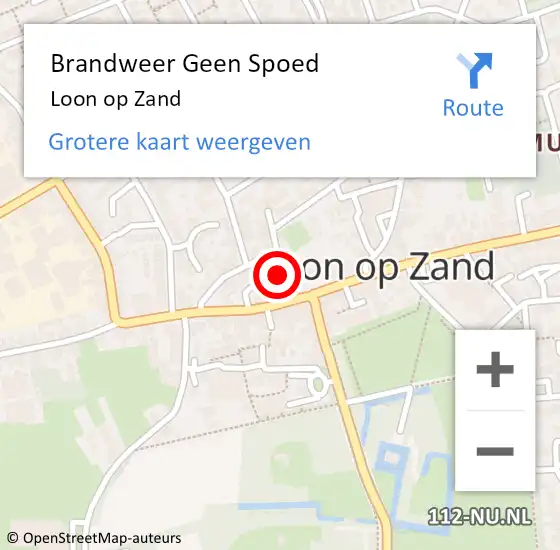 Locatie op kaart van de 112 melding: Brandweer Geen Spoed Naar Loon op Zand op 22 mei 2019 04:51