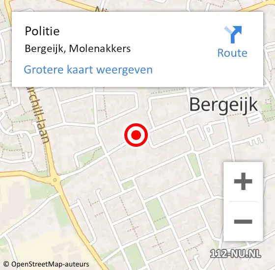 Locatie op kaart van de 112 melding: Politie Bergeijk, Molenakkers op 22 mei 2019 07:09