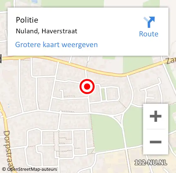 Locatie op kaart van de 112 melding: Politie Nuland, Haverstraat op 22 mei 2019 07:35