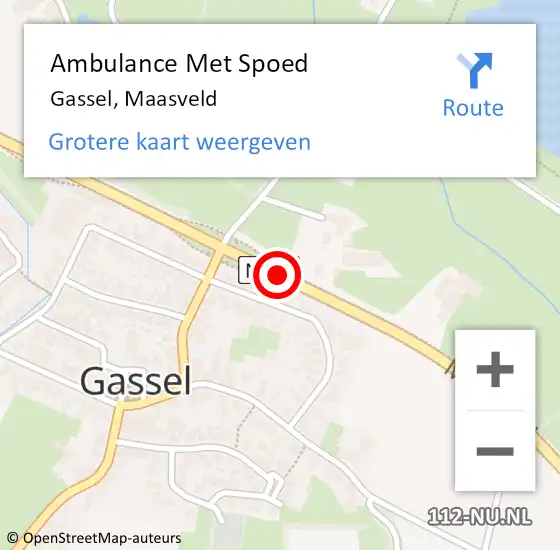 Locatie op kaart van de 112 melding: Ambulance Met Spoed Naar Gassel, Maasveld op 22 mei 2019 07:58