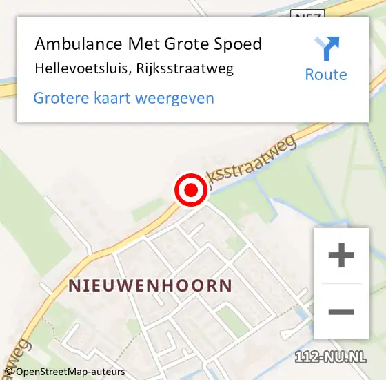 Locatie op kaart van de 112 melding: Ambulance Met Grote Spoed Naar Hellevoetsluis, Rijksstraatweg op 22 mei 2019 09:00