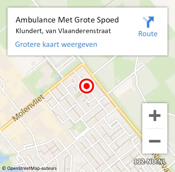 Locatie op kaart van de 112 melding: Ambulance Met Grote Spoed Naar Klundert, van Vlaanderenstraat op 22 mei 2019 09:06