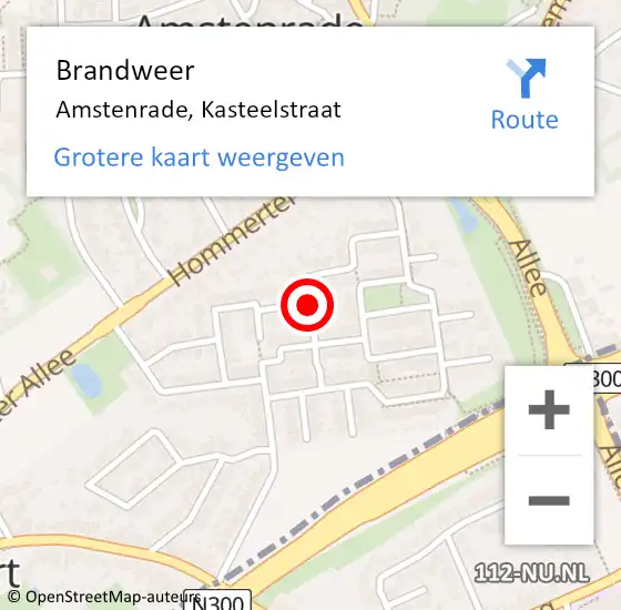 Locatie op kaart van de 112 melding: Brandweer Amstenrade, Kasteelstraat op 22 mei 2019 09:22