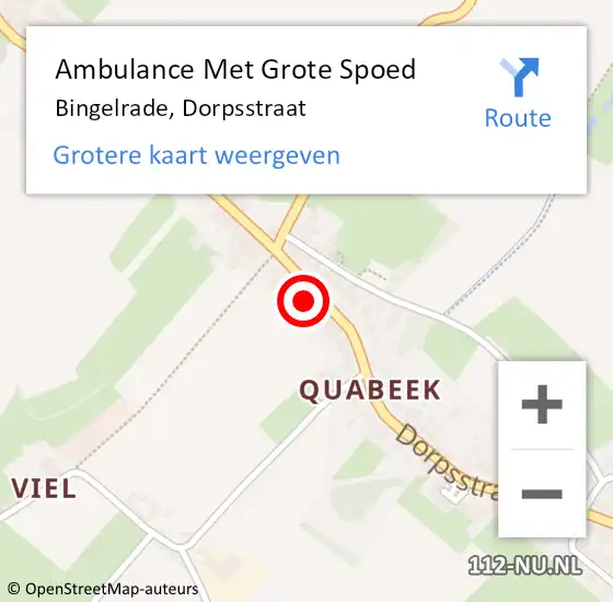 Locatie op kaart van de 112 melding: Ambulance Met Grote Spoed Naar Bingelrade, Dorpsstraat op 2 april 2014 00:46