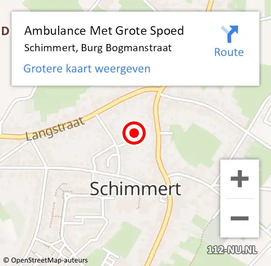 Locatie op kaart van de 112 melding: Ambulance Met Grote Spoed Naar Schimmert, Burg Bogmanstraat op 2 april 2014 01:01