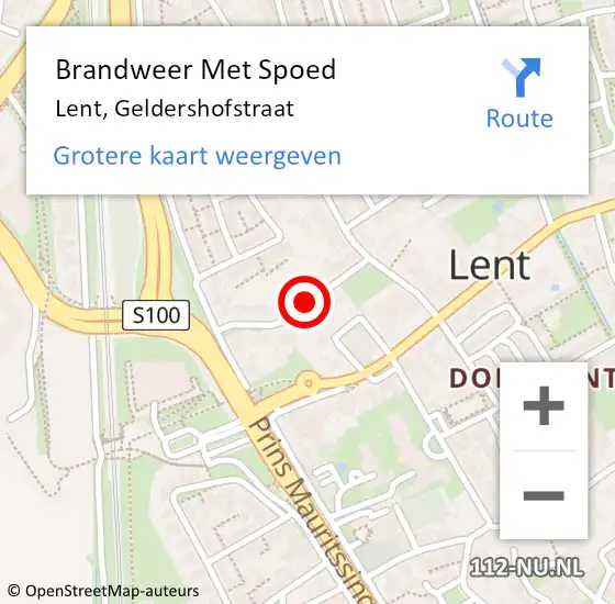 Locatie op kaart van de 112 melding: Brandweer Met Spoed Naar Lent, Geldershofstraat op 22 mei 2019 11:10