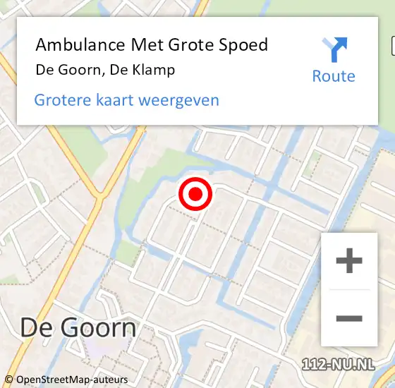 Locatie op kaart van de 112 melding: Ambulance Met Grote Spoed Naar De Goorn, De Klamp op 22 mei 2019 11:22