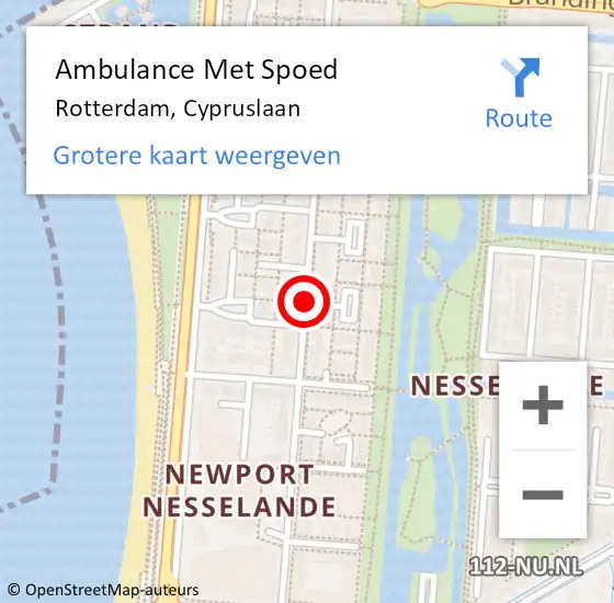 Locatie op kaart van de 112 melding: Ambulance Met Spoed Naar Rotterdam, Cypruslaan op 22 mei 2019 11:42