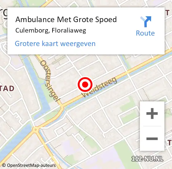 Locatie op kaart van de 112 melding: Ambulance Met Grote Spoed Naar Culemborg, Floraliaweg op 22 mei 2019 12:06