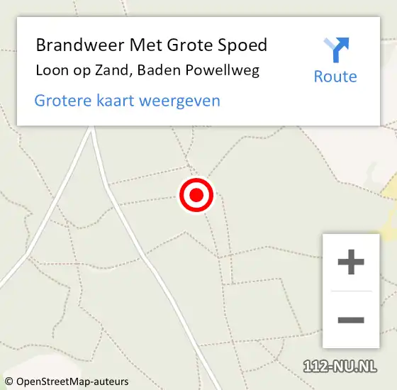 Locatie op kaart van de 112 melding: Brandweer Met Grote Spoed Naar Loon op Zand, Baden Powellweg op 22 mei 2019 12:51