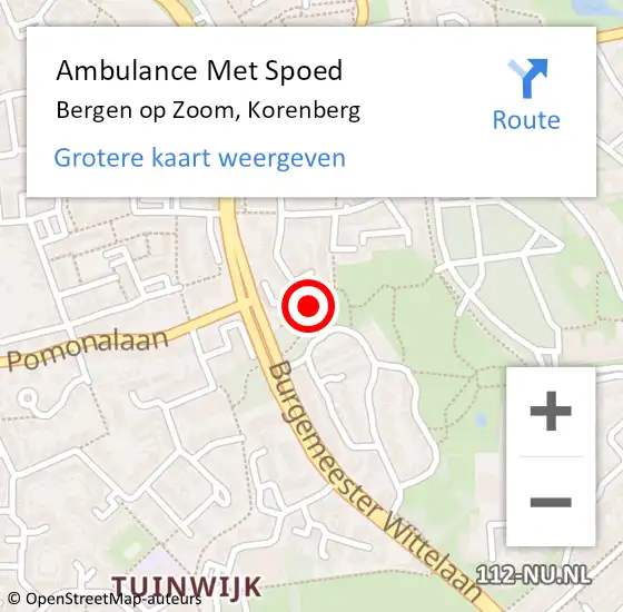 Locatie op kaart van de 112 melding: Ambulance Met Spoed Naar Bergen op Zoom, Korenberg op 22 mei 2019 12:54