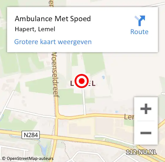 Locatie op kaart van de 112 melding: Ambulance Met Spoed Naar Hapert, Lemel op 22 mei 2019 12:57
