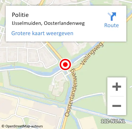 Locatie op kaart van de 112 melding: Politie IJsselmuiden, Oosterlandenweg op 22 mei 2019 12:58