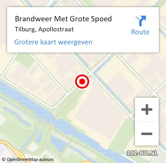Locatie op kaart van de 112 melding: Brandweer Met Grote Spoed Naar Tilburg, Apollostraat op 22 mei 2019 13:07