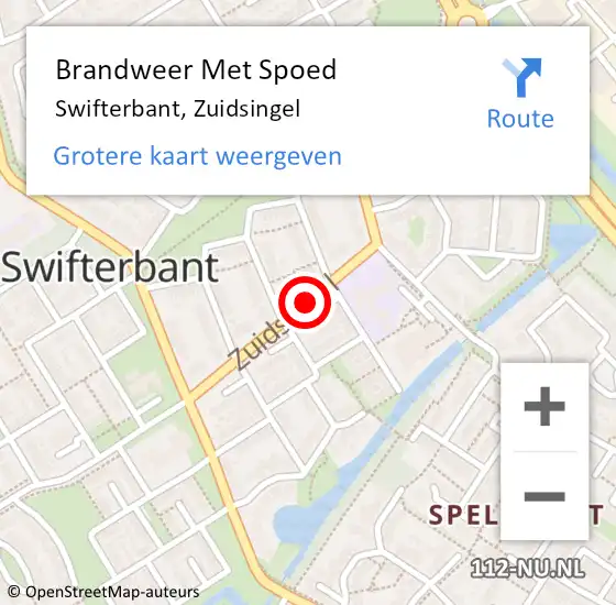 Locatie op kaart van de 112 melding: Brandweer Met Spoed Naar Swifterbant, Zuidsingel op 22 mei 2019 13:39