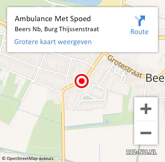 Locatie op kaart van de 112 melding: Ambulance Met Spoed Naar Beers Nb, Burg Thijssenstraat op 22 mei 2019 13:49