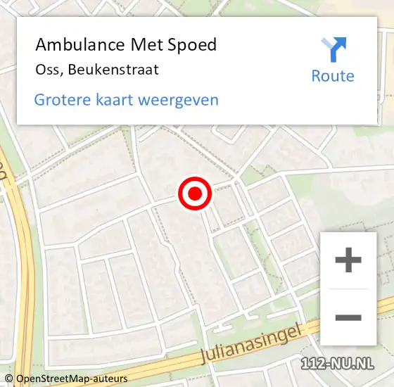 Locatie op kaart van de 112 melding: Ambulance Met Spoed Naar Oss, Beukenstraat op 22 mei 2019 13:57