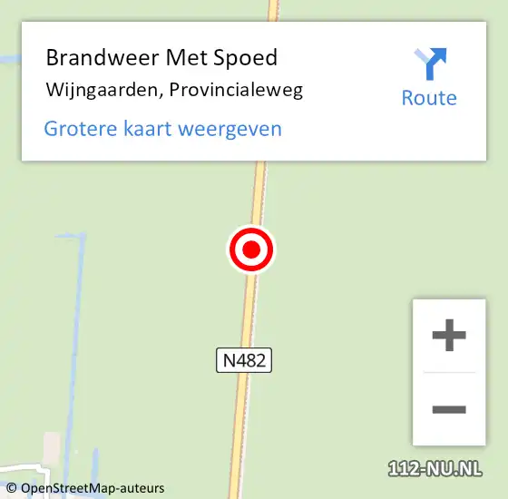 Locatie op kaart van de 112 melding: Brandweer Met Spoed Naar Wijngaarden, Provincialeweg op 22 mei 2019 14:56