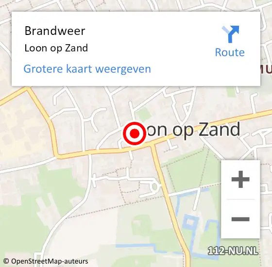 Locatie op kaart van de 112 melding: Brandweer Loon op Zand op 22 mei 2019 15:03