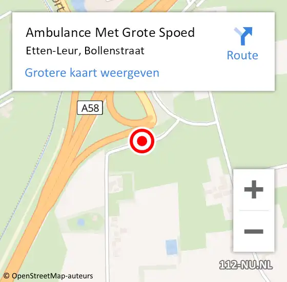 Locatie op kaart van de 112 melding: Ambulance Met Grote Spoed Naar Etten-Leur, Bollenstraat op 22 mei 2019 15:24